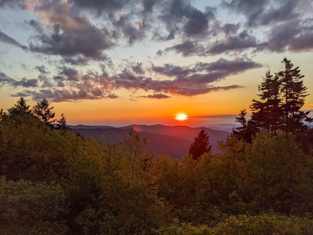 Sunset at Kuwohi (Clingmans Dome) Parking Lot (Trailhead)