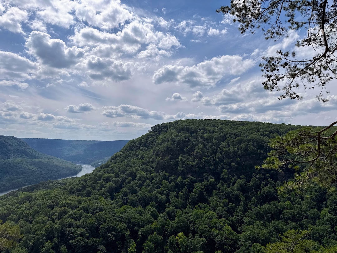Edwards Point seen in the distance from the Julia Falls overlook on the Cumberland Trail