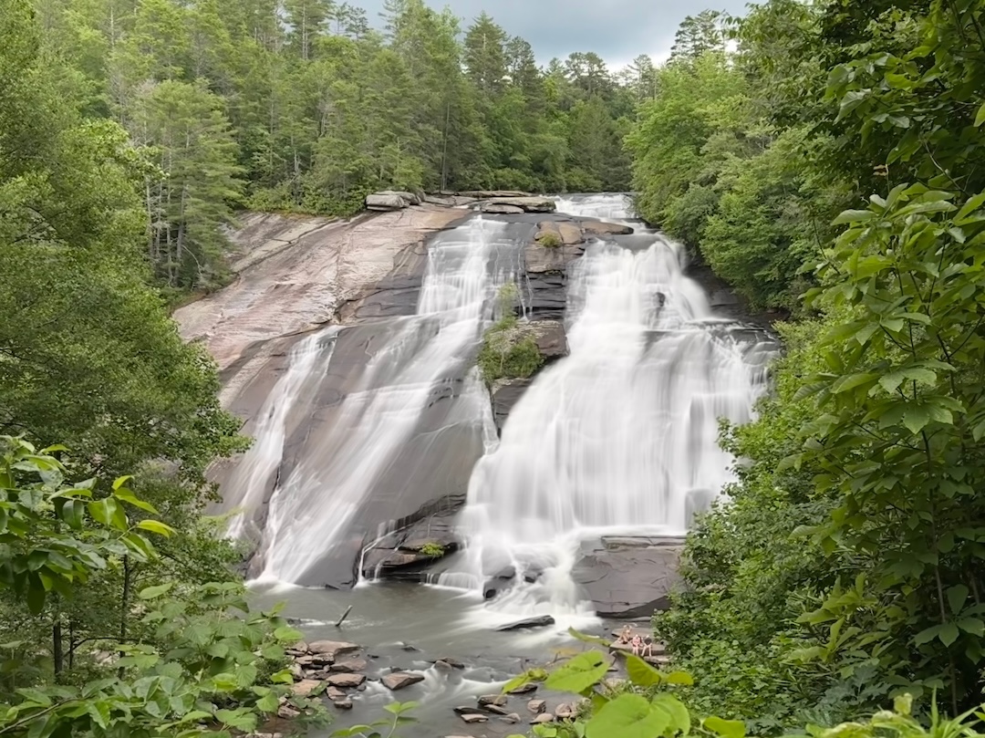 High Falls, a 150-foot cascade down an inclined granite face in DuPont State Recreational Forest