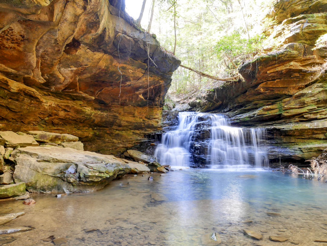 Wide angle of Mize Mill Falls